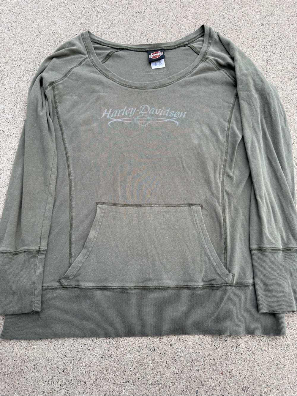 Harley-Davidson Women’s 2X Green Pullover Sweatshirt Logo Graphic Pocket